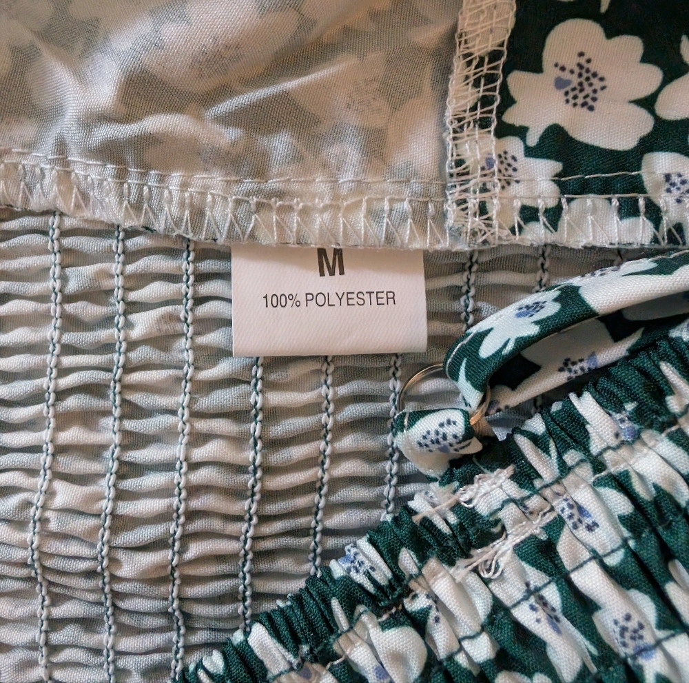 NWOT 2 Piece Split Front Wide Leg Pant And Cami Dark Green & White Size M - Picture 8 of 8